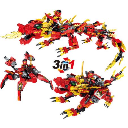 HSANHE 2256 non  DRAGON RED KNIGHT. bộ đồ chơi xếp lắp ráp ghép mô hình NINJA DRAGON KNIGHT 468 khối