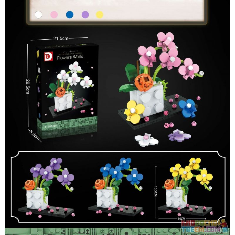 DK 3012 non  HOA LAN 5 MÀU bộ đồ chơi xếp lắp ráp ghép mô hình Creator Expert FLOWERS WORLD Chuyên Gia Sáng Tạo 267 khối