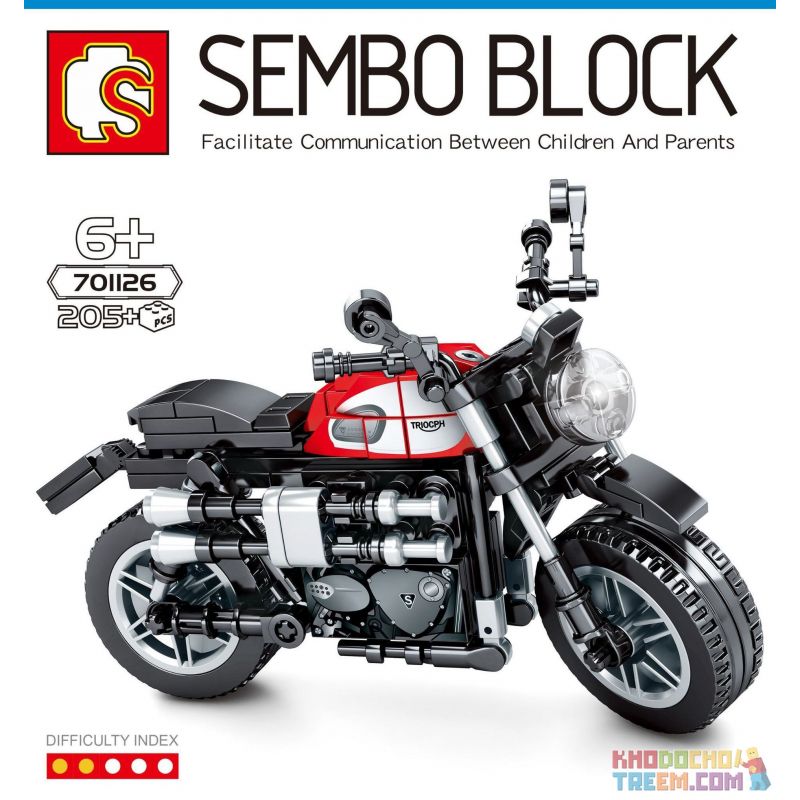 SEMBO 701126 non  TRIUMPHAL STREET SCRAMBLER. bộ đồ chơi xếp lắp ráp ghép mô hình Motorcycle Motorbike TRIUMPH STREET SCRAMBLER Xe Hai Bánh 205 khối
