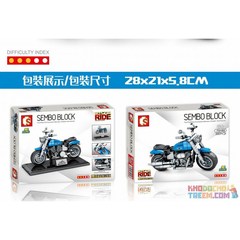 SEMBO 701122 non Lego HARLEY CẢM THẤY bộ đồ chơi xếp lắp ráp ghép mô hình Motorcycle Motorbike HARLEY-DAVIDSON FAT BOY Xe Hai Bánh 257 khối