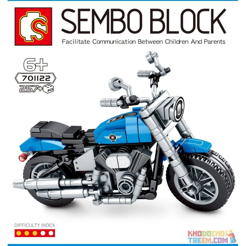 SEMBO 701122 non  HARLEY CẢM THẤY bộ đồ chơi xếp lắp ráp ghép mô hình Motorcycle Motorbike HARLEY-DAVIDSON FAT BOY Xe Hai Bánh 257 khối