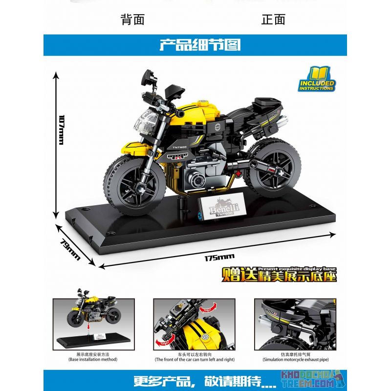 SEMBO 701121 non  BENOLI TNT600. bộ đồ chơi xếp lắp ráp ghép mô hình Motorcycle Motorbike BENELLI TNT 600 ABS Xe Hai Bánh 257 khối