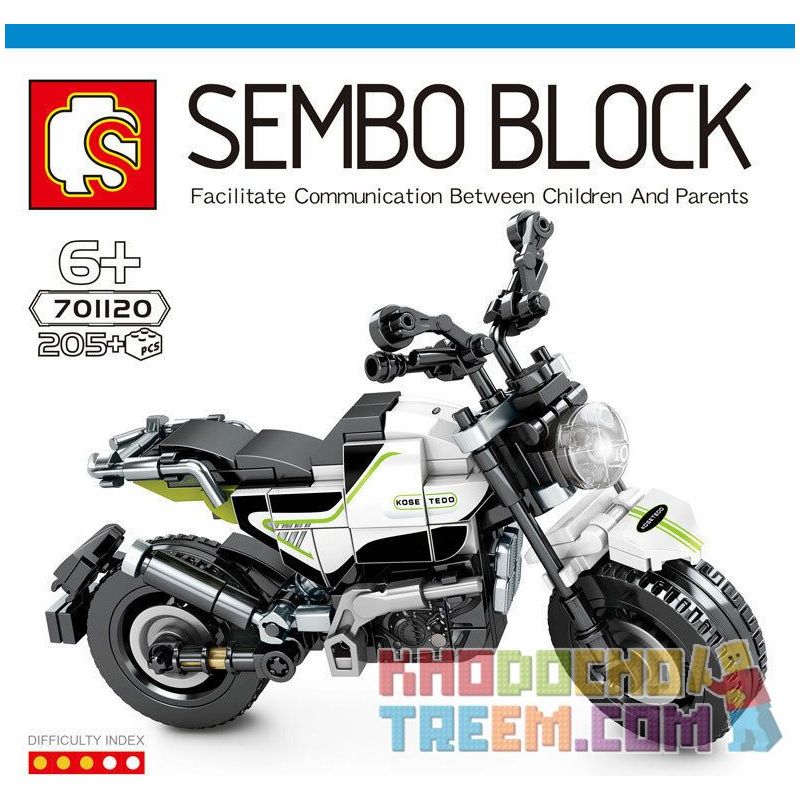SEMBO 701120 non Lego TÀU HỘ TỐNG RAMBO 300 (LB300) bộ đồ chơi xếp lắp ráp ghép mô hình Motorcycle Motorbike CORVETTE RAMBO 300 Xe Hai Bánh 205 khối