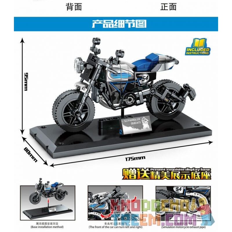 SEMBO 701119 non  DUKADI TRAVELS TỪ TOUR LỊCH bộ đồ chơi xếp lắp ráp ghép mô hình Motorcycle Motorbike DUCATI SCRAMBLER Xe Hai Bánh 201 khối