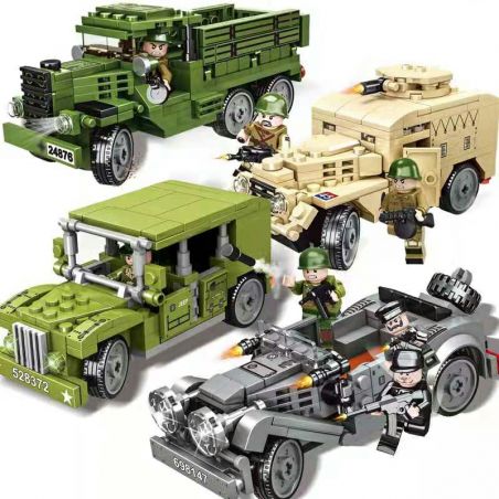 MEILIAN 98027 non  XE BỌC THÉP LIÊN XÔ - CS9 MỸ WO ĐỨC -170VK VIẾT ZIS-TRUCK bộ đồ chơi xếp lắp ráp ghép mô hình Front Of The War WAR FRONT Mặt Trận Chiến Tranh 989 khối