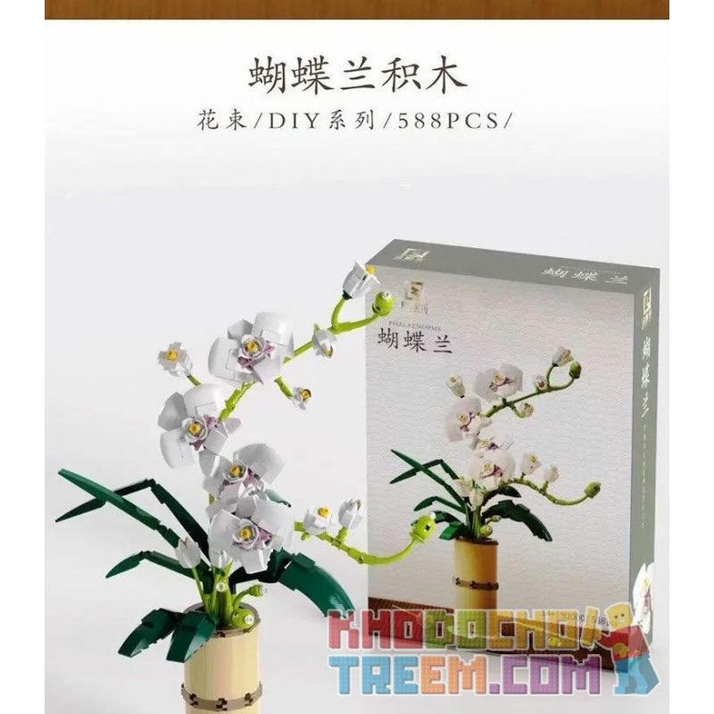 QIZHILE 92000 non  PHALAENOPSIS. bộ đồ chơi xếp lắp ráp ghép mô hình Creator Expert Chuyên Gia Sáng Tạo 588 khối