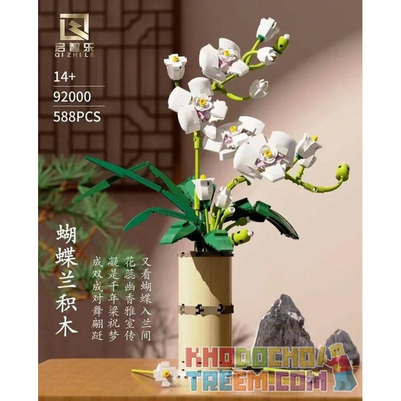 QIZHILE 92000 non  PHALAENOPSIS. bộ đồ chơi xếp lắp ráp ghép mô hình Creator Expert Chuyên Gia Sáng Tạo 588 khối