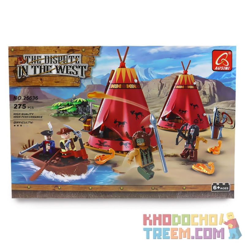 AUSINI 25636 non  SET PHƯƠNG TÂY bộ đồ chơi xếp lắp ráp ghép mô hình THE DISPUTE IN WEST 275 khối