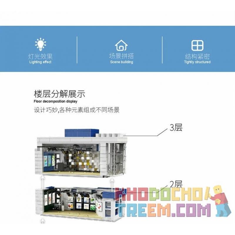 MorkModel 10201 Mork Model 10201 MouldKing 16043 Mould King 16043 REBRICKABLE MOC-67005 67005 MOC67005 non  BẢO TÀNG NGHỆ THUẬT bộ đồ chơi xếp lắp ráp ghép mô hình Modular Buildings NOVATOWN ART GALLERY SHOWCASE Mô Hình Nhà Cửa 3357 khối