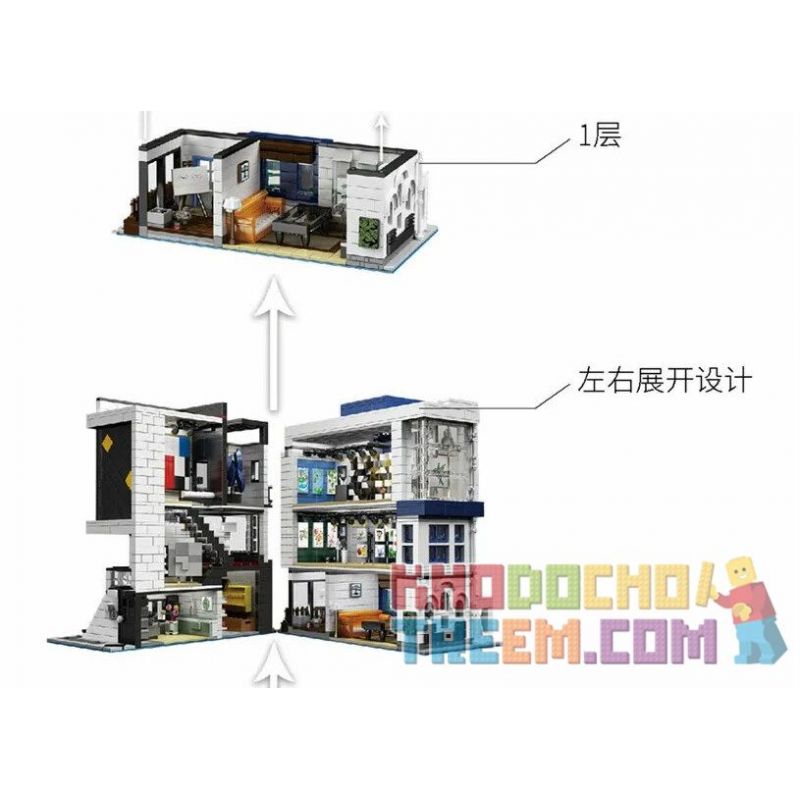 MorkModel 10201 Mork Model 10201 MouldKing 16043 Mould King 16043 REBRICKABLE MOC-67005 67005 MOC67005 non  BẢO TÀNG NGHỆ THUẬT bộ đồ chơi xếp lắp ráp ghép mô hình Modular Buildings NOVATOWN ART GALLERY SHOWCASE Mô Hình Nhà Cửa 3357 khối