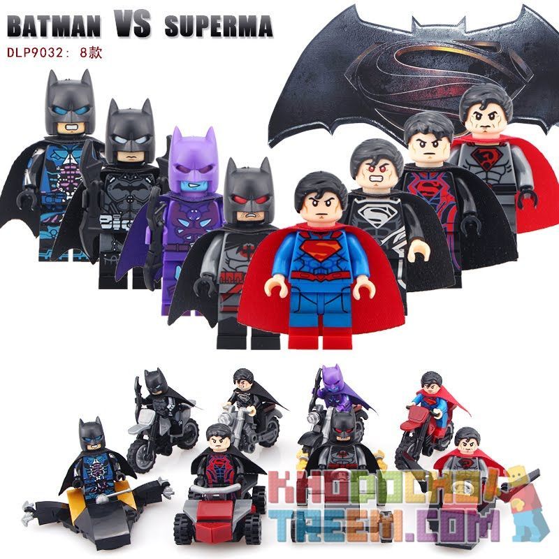 DUO LE PIN DLP9032 9032 non Lego NGƯỜI MẪU SUPERMAN WARS 8 bộ đồ chơi xếp lắp ráp ghép mô hình Dc Comics Super Heroes BATMAN VS SUPERMAN Siêu Anh Hùng Dc