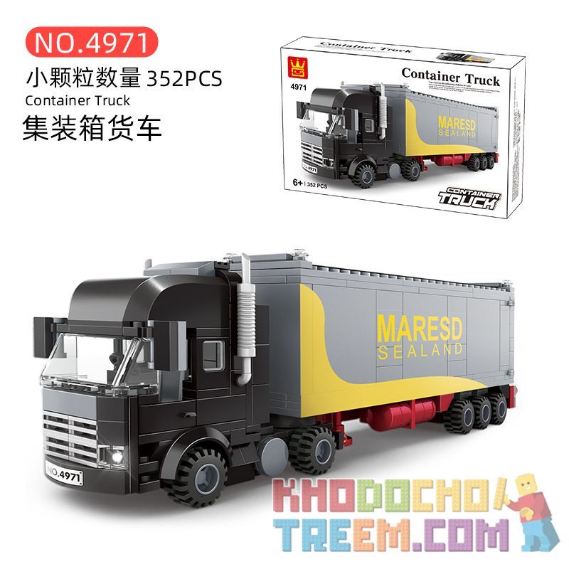 WANGE 4971 non Lego XE TẢI CONTAINER bộ đồ chơi xếp lắp ráp ghép mô hình City CONTAINER TRUCK Thành Phố 352 khối