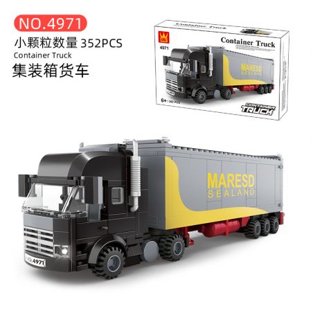 WANGE 4971 non  XE TẢI CONTAINER bộ đồ chơi xếp lắp ráp ghép mô hình City CONTAINER TRUCK Thành Phố 352 khối