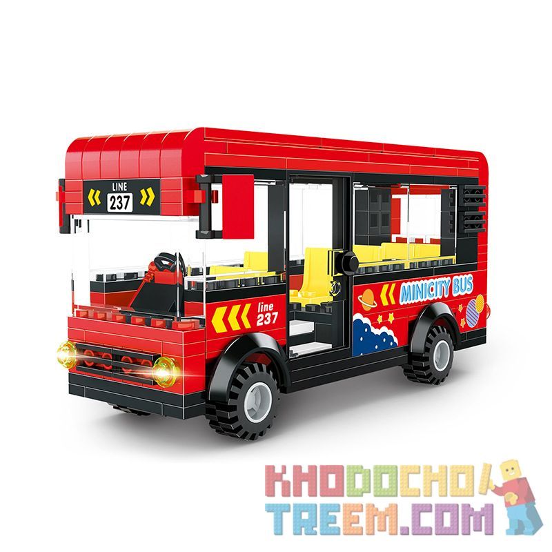 WANGE 3972 non Lego MINI CITY BUS. bộ đồ chơi xếp lắp ráp ghép mô hình MINICITY BUS Thành Phố 229 khối