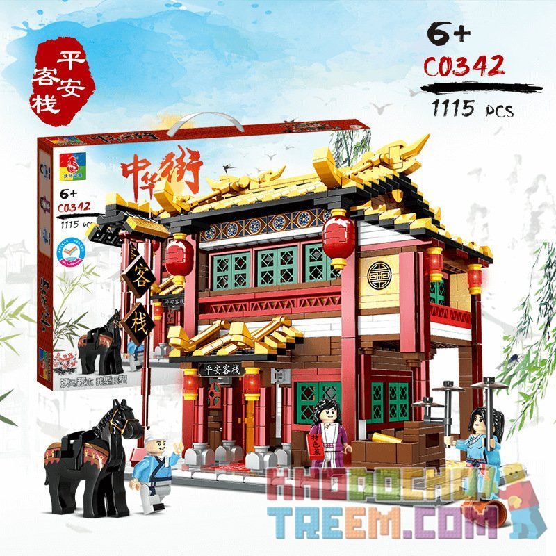 CHAOSHENG C0342 0342 WOMA C0342 0342 Xếp hình kiểu Lego CHINATOWN China Street Ping An Inn Nhà Trọ Hòa Bình 1115 khối
