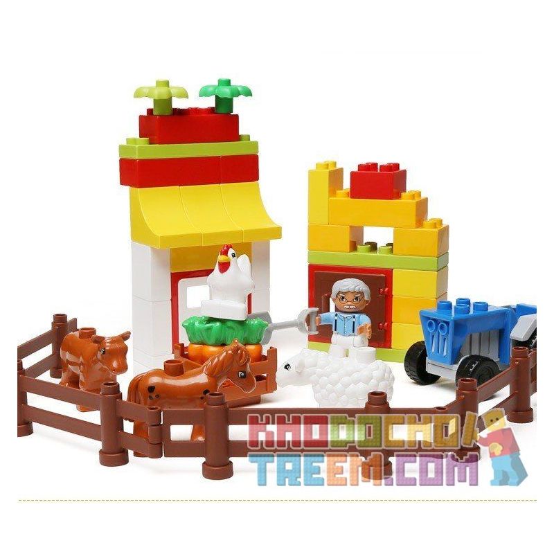 NOT LEGO Duplo 6141 My First Farm, Hystoys HongYuanSheng Aoleduotoys HG-1362 Xếp hình trang trại nhỏ 62 khối NOT LEGO Duplo 6141 My First Farm, Hystoys HongYuanSheng Aoleduotoys HG-1362 Xếp hình trang trại nhỏ 62 khối