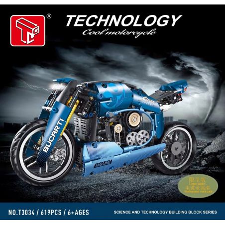 TA GAOLE T3034 3034 non  MẠ ĐIỆN XE MÁY MÀU XANH BẮC ÂU bộ đồ chơi xếp lắp ráp ghép mô hình  BUGATTI Kỹ Thuật Công Nghệ Cao Mô Hình Phương Tiện 619 khối