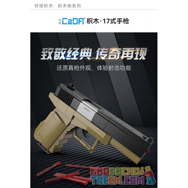 CADA DOUBLEE C81013 81013 non  SÚNG NGẮN KIỂU 17 tỷ lệ 1:1 bộ đồ chơi xếp lắp ráp ghép mô hình Military Army GLOCK 17 PISTOL Quân Sự Bộ Đội 338 khối