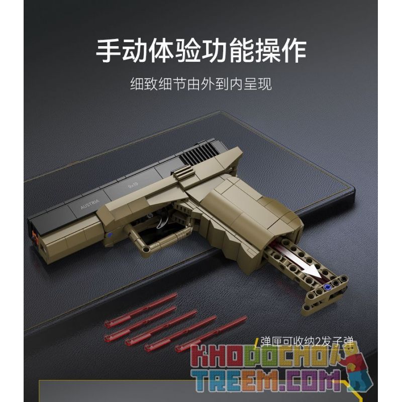 CADA DOUBLEE C81013 81013 non  SÚNG NGẮN KIỂU 17 tỷ lệ 1:1 bộ đồ chơi xếp lắp ráp ghép mô hình Military Army GLOCK 17 PISTOL Quân Sự Bộ Đội 338 khối