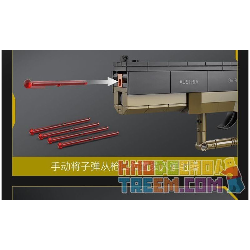 CADA DOUBLEE C81013 81013 non  SÚNG NGẮN KIỂU 17 tỷ lệ 1:1 bộ đồ chơi xếp lắp ráp ghép mô hình Military Army GLOCK 17 PISTOL Quân Sự Bộ Đội 338 khối