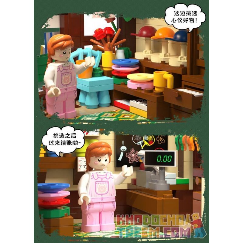 CADA DOUBLEE C66015 66015 non  CỬA HÀNG TẠP HÓA MÈO bộ đồ chơi xếp lắp ráp ghép mô hình Creator Sáng Tạo 921 khối