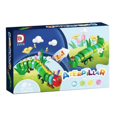 DK 7005 QLT YC137 non  KÉO LẠI SÂU BƯỚM bộ đồ chơi xếp lắp ráp ghép mô hình ATERPILLAR REBOUND VEHICLE 749 khối