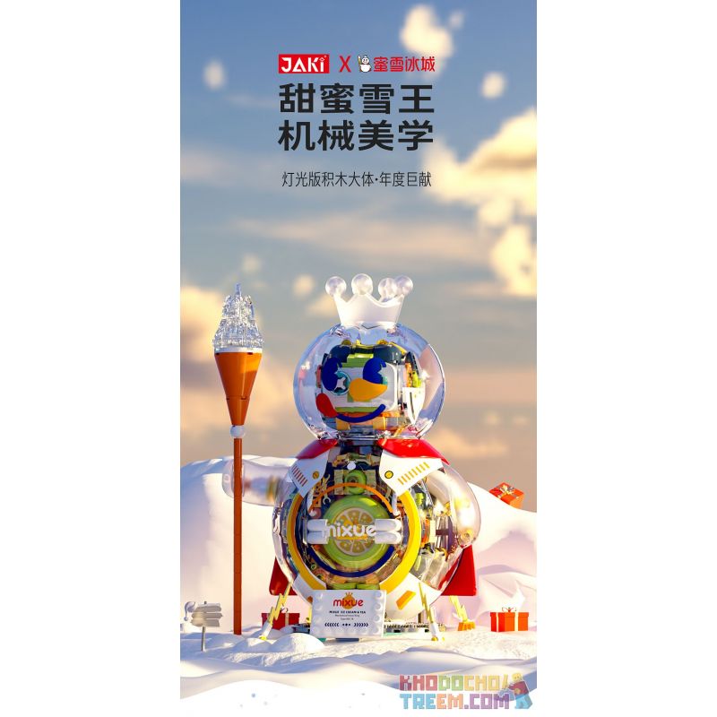 JAKI XWZB-23089 23089 XWZB23089 non  THÀNH PHỐ BĂNG MIXUE THÂN MÁY SIÊU VUA TUYẾT bộ đồ chơi xếp lắp ráp ghép mô hình 800 khối