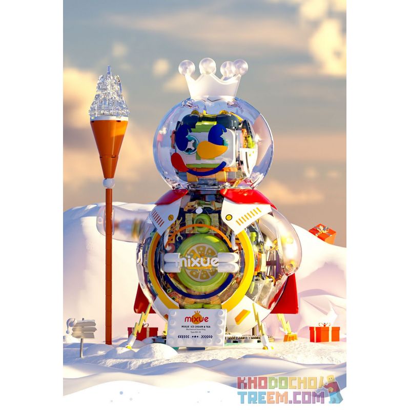 JAKI XWZB-23089 23089 XWZB23089 non  THÀNH PHỐ BĂNG MIXUE THÂN MÁY SIÊU VUA TUYẾT bộ đồ chơi xếp lắp ráp ghép mô hình 800 khối