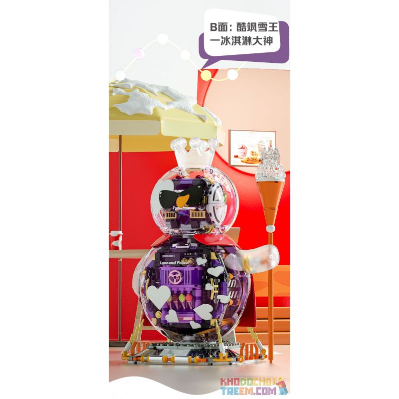 JAKI XWZB-23089 23089 XWZB23089 non  THÀNH PHỐ BĂNG MIXUE THÂN MÁY SIÊU VUA TUYẾT bộ đồ chơi xếp lắp ráp ghép mô hình 800 khối