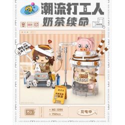 LOZ 1394 non  CÔNG NHÂN THỜI THƯỢNG TRÀ SỮA KÉO DÀI TUỔI THỌ bộ đồ chơi xếp lắp ráp ghép mô hình 752 khối