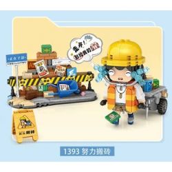 LOZ 1393 non  CÔNG NHÂN XU HƯỚNG CHĂM CHỈ CHUYỂN GẠCH bộ đồ chơi xếp lắp ráp ghép mô hình 624 khối