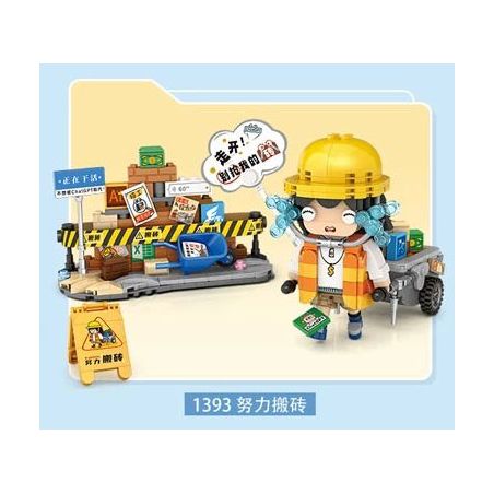 LOZ 1393 non  CÔNG NHÂN XU HƯỚNG CHĂM CHỈ CHUYỂN GẠCH bộ đồ chơi xếp lắp ráp ghép mô hình 624 khối