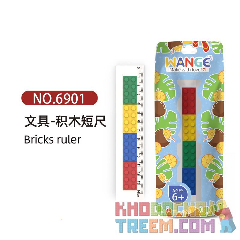WANGE LIGAO DR.LUCK 6901 non  THƯỚC KẺ NGẮN 14CM bộ đồ chơi xếp lắp ráp ghép mô hình Gear BRICK RULER Đồ Lắp Ghép