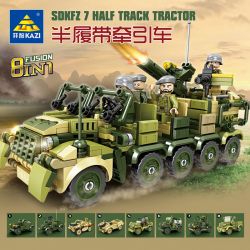 Kazi KY82057 82057 non  MÁY KÉO NỬA RAY 8 TỔ HỢP bộ đồ chơi xếp lắp ráp ghép mô hình Military Army SDKFZ 7 HALF TRACK TRACTOR Quân Sự Bộ Đội 978 khối