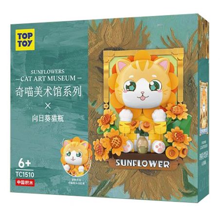 TOP TOY TC1510 1510 non  BẢO TÀNG NGHỆ THUẬT QIMIAO CHAI MÈO HƯỚNG DƯƠNG bộ đồ chơi xếp lắp ráp ghép mô hình Arts & Crafts CAT ART MUSEUM SUNFLOWER