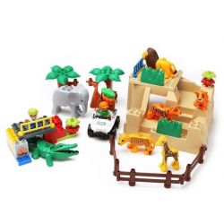 NOT Lego Duplo DUPLO 5634 Feeding Zoo, HYSTOYS HONGYUANSHENG AOLEDUOTOYS  HG-1393 1393 HG1393 Xếp hình cho thú ăn trong vườn bách thú 53 khối