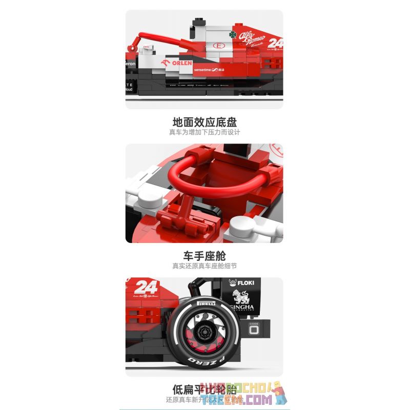 RASTAR 92300 non  ALFA ROMEO F1 C42 1:24 tỷ lệ 1:24 bộ đồ chơi xếp lắp ráp ghép mô hình Speed Champions Racing Cars 2022 ALFA ROMEO F1 C42 Đua Xe Công Thức 340 khối