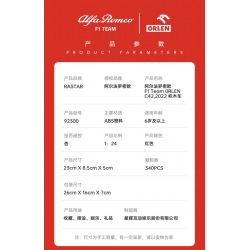 RASTAR 92300 non  ALFA ROMEO F1 C42 1:24 tỷ lệ 1:24 bộ đồ chơi xếp lắp ráp ghép mô hình Speed Champions Racing Cars 2022 ALFA ROMEO F1 C42 Đua Xe Công Thức 340 khối