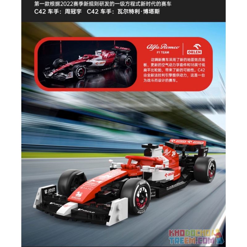RASTAR 92300 non  ALFA ROMEO F1 C42 1:24 tỷ lệ 1:24 bộ đồ chơi xếp lắp ráp ghép mô hình Speed Champions Racing Cars 2022 ALFA ROMEO F1 C42 Đua Xe Công Thức 340 khối
