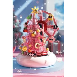 DK 7030 non  HỘP NHẠC XOAY BÁNH XE ĐU QUAY GIÁNG SINH JULES bộ đồ chơi xếp lắp ráp ghép mô hình Creator PINK SKY WHEEL Sáng Tạo