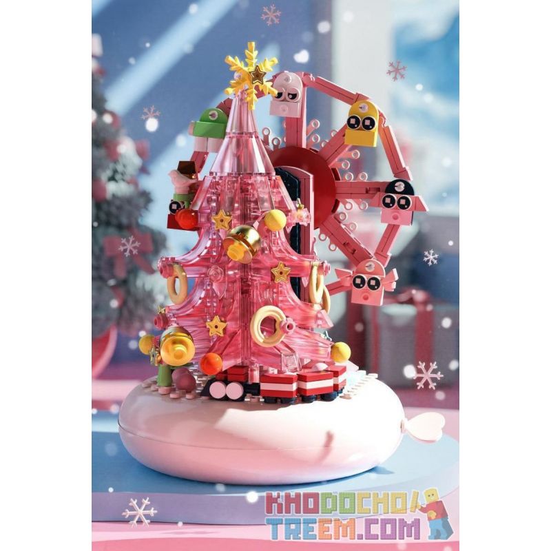 DK 7030 non  HỘP NHẠC XOAY BÁNH XE ĐU QUAY GIÁNG SINH JULES bộ đồ chơi xếp lắp ráp ghép mô hình Creator PINK SKY WHEEL Sáng Tạo