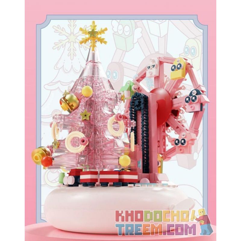 DK 7030 non  HỘP NHẠC XOAY BÁNH XE ĐU QUAY GIÁNG SINH JULES bộ đồ chơi xếp lắp ráp ghép mô hình Creator PINK SKY WHEEL Sáng Tạo