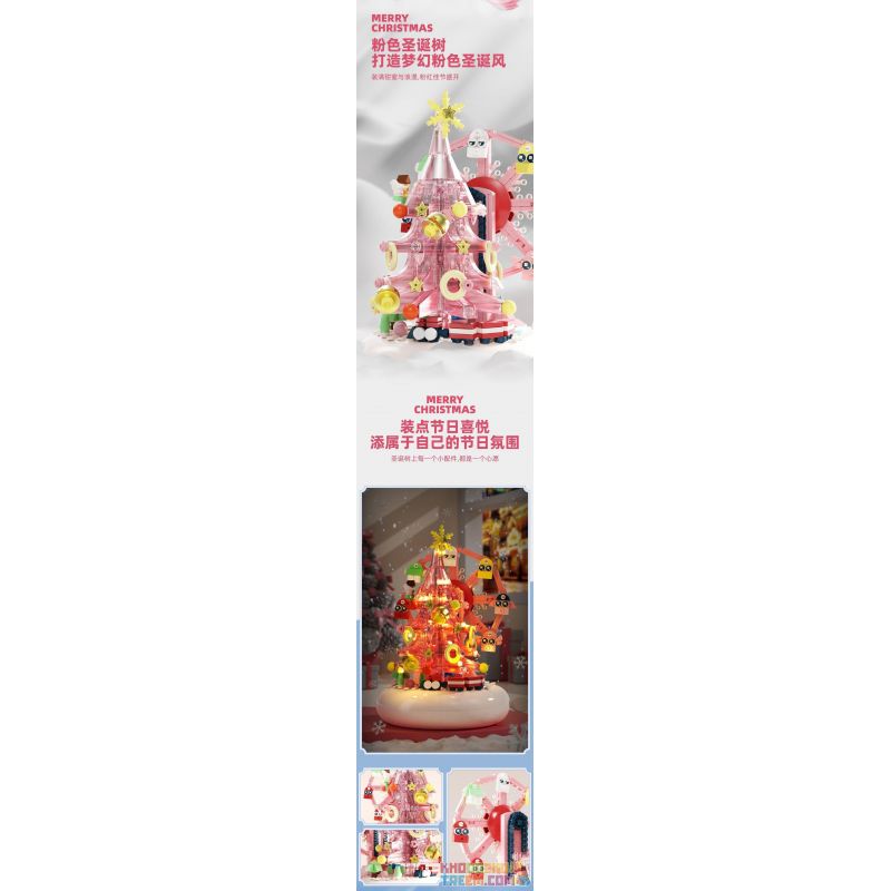 DK 7030 non  HỘP NHẠC XOAY BÁNH XE ĐU QUAY GIÁNG SINH JULES bộ đồ chơi xếp lắp ráp ghép mô hình Creator PINK SKY WHEEL Sáng Tạo