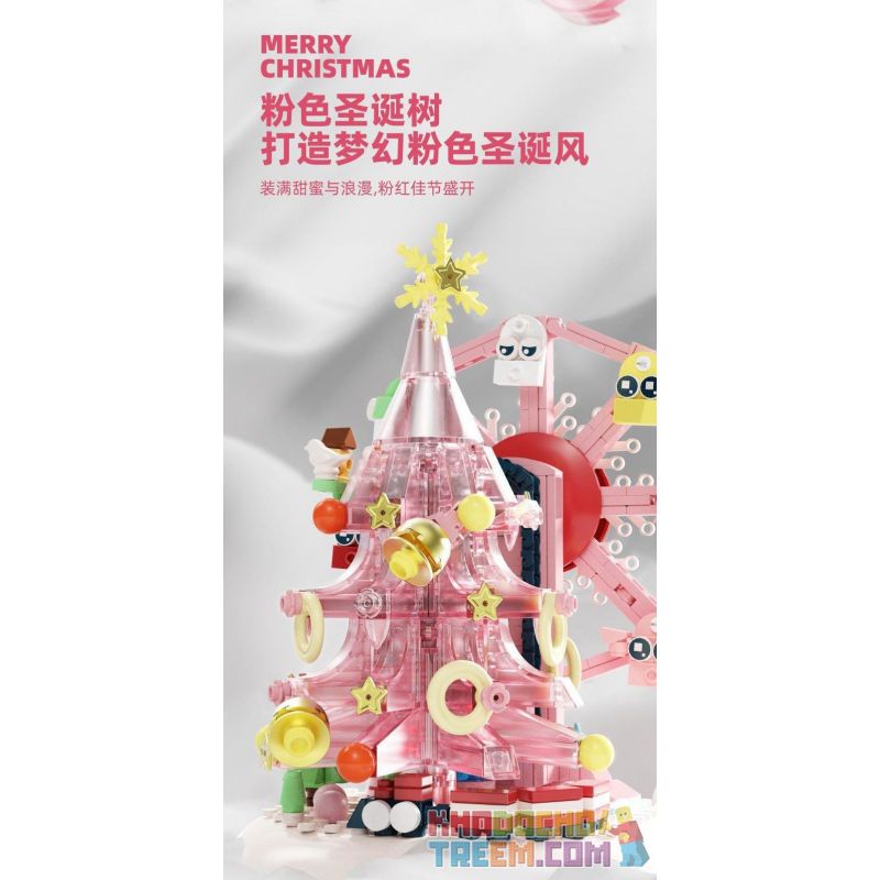 DK 7030 non  HỘP NHẠC XOAY BÁNH XE ĐU QUAY GIÁNG SINH JULES bộ đồ chơi xếp lắp ráp ghép mô hình Creator PINK SKY WHEEL Sáng Tạo