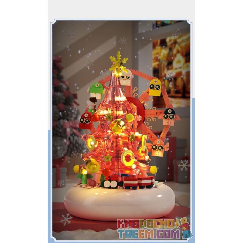 DK 7030 non  HỘP NHẠC XOAY BÁNH XE ĐU QUAY GIÁNG SINH JULES bộ đồ chơi xếp lắp ráp ghép mô hình Creator PINK SKY WHEEL Sáng Tạo