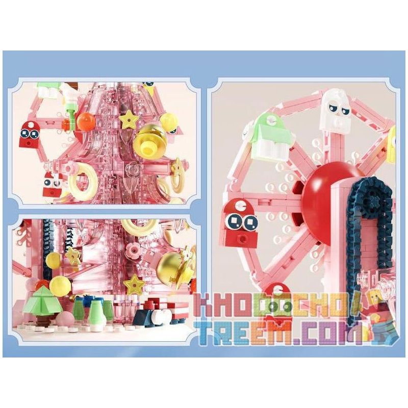 DK 7030 non  HỘP NHẠC XOAY BÁNH XE ĐU QUAY GIÁNG SINH JULES bộ đồ chơi xếp lắp ráp ghép mô hình Creator PINK SKY WHEEL Sáng Tạo