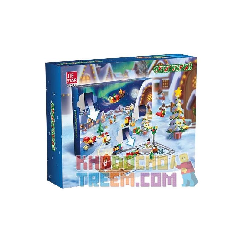 JIESTAR 59069 non  HỘP MÙ GIÁNG SINH bộ đồ chơi xếp lắp ráp ghép mô hình Creator Sáng Tạo 387 khối