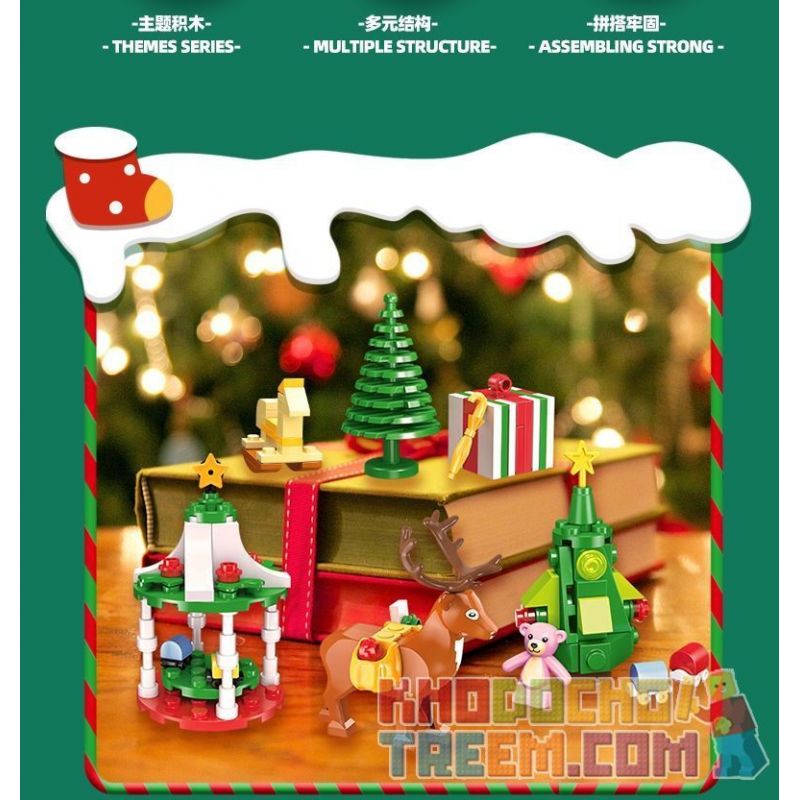 JIESTAR 59069 non  HỘP MÙ GIÁNG SINH bộ đồ chơi xếp lắp ráp ghép mô hình Creator Sáng Tạo 387 khối