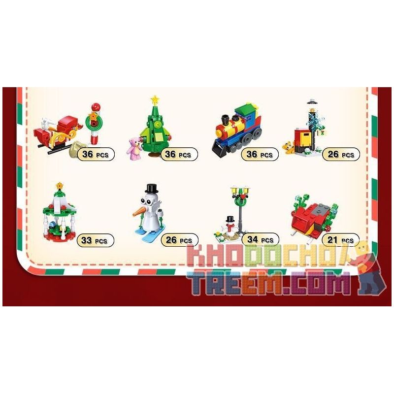 JIESTAR 59069 non  HỘP MÙ GIÁNG SINH bộ đồ chơi xếp lắp ráp ghép mô hình Creator Sáng Tạo 387 khối