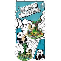 WELLEADZ 8103 non  LƯU TRỮ GẤU TRÚC HUA MENGMENG bộ đồ chơi xếp lắp ráp ghép mô hình